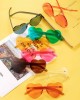 15 Pairs Heart Shaped Love Rimless Sunglasses Transparent Candy Color Frameless Glasses Tinted Eyewear