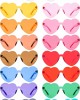 15 Pairs Heart Shaped Love Rimless Sunglasses Transparent Candy Color Frameless Glasses Tinted Eyewear