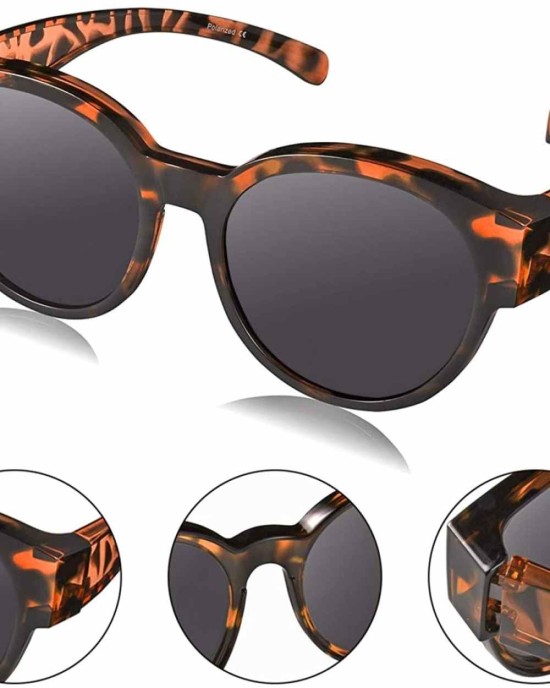 Br’Guras Polarized Oversized Fit over Sunglasses Over Prescription Glasses with Cat Eye Frame for Women&Men