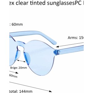 Gejoy 21 Pieces Round Rimless Sunglasses One Piece Transparent Candy Color Tinted Eyewear, Multicoloured, Medium