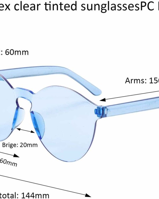 Gejoy 21 Pieces Round Rimless Sunglasses One Piece Transparent Candy Color Tinted Eyewear, Multicoloured, Medium