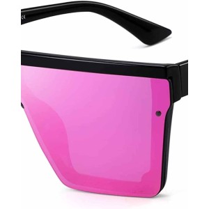 JIM HALO Flat Top Shield Sunglasses Square Mirror Rimless Glasses for Women Men