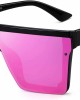 JIM HALO Flat Top Shield Sunglasses Square Mirror Rimless Glasses for Women Men