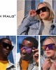JIM HALO Flat Top Shield Sunglasses Square Mirror Rimless Glasses for Women Men