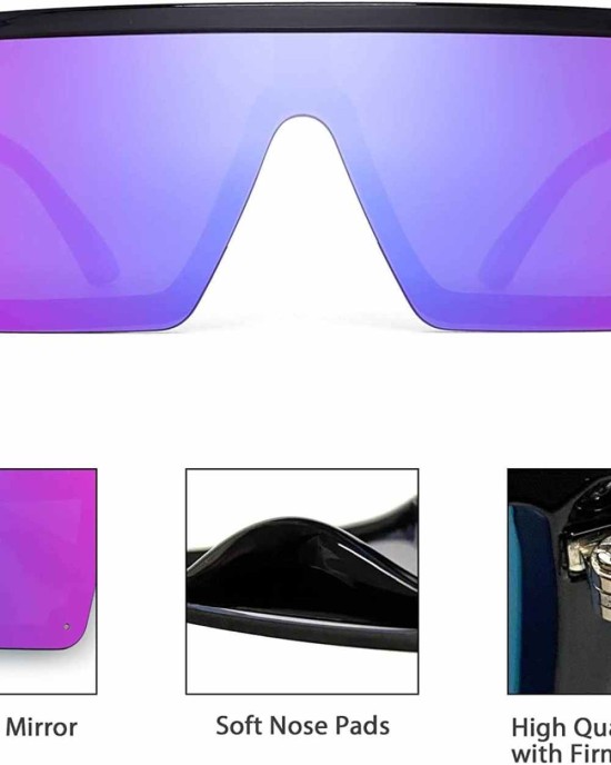JIM HALO Flat Top Shield Sunglasses Square Mirror Rimless Glasses for Women Men