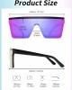 JIM HALO Flat Top Shield Sunglasses Square Mirror Rimless Glasses for Women Men