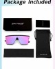 JIM HALO Flat Top Shield Sunglasses Square Mirror Rimless Glasses for Women Men
