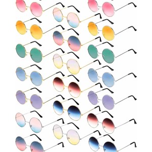 Blulu 20 Pairs Round Hippies Sunglasses John 60's Style Circle Colored Glasses