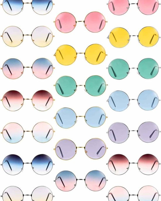 Blulu 20 Pairs Round Hippies Sunglasses John 60's Style Circle Colored Glasses