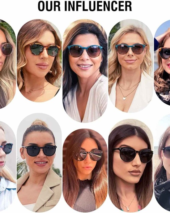 DUCO Retro Round UV400 Polarized Sunglasses for Women Men Vintage Shades Classic Acetate Frame Trendy Sunglass DC1230