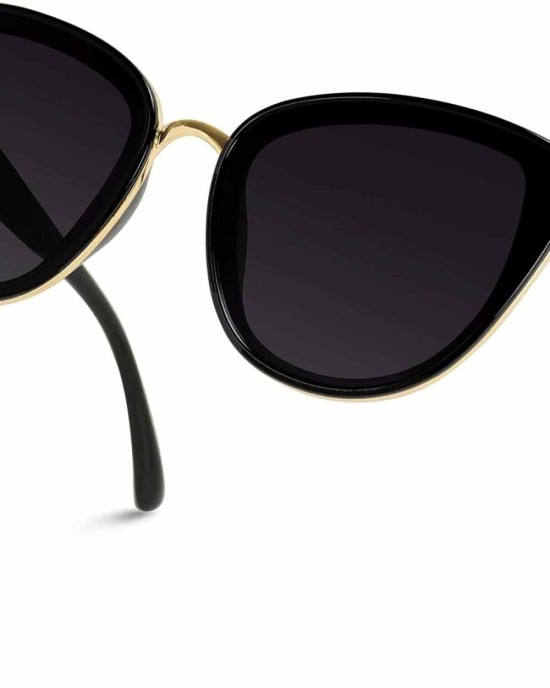 WearMe Pro - Classic Women Oversized Metal Frame Elegant Mirrored Lens Cat Eye Sunglasses