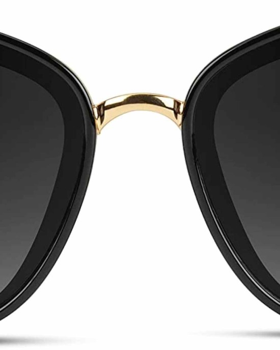 WearMe Pro - Classic Women Oversized Metal Frame Elegant Mirrored Lens Cat Eye Sunglasses