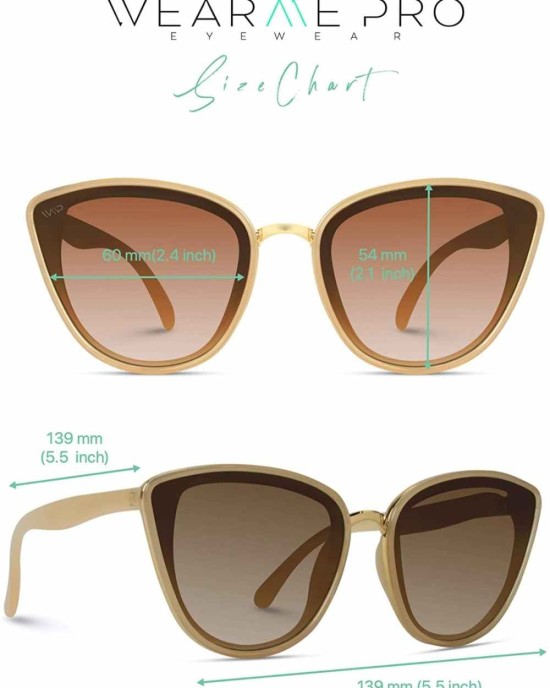 WearMe Pro - Classic Women Oversized Metal Frame Elegant Mirrored Lens Cat Eye Sunglasses