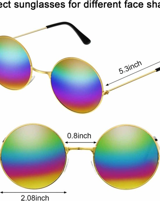 Frienda 20 Pairs Hippie Sunglasses 60's Style Round Sunglasses and Heart-Shape Glasses