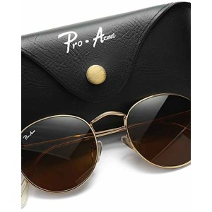 Pro Acme Small Round Sunglasses for Women Men Classic Crystal Glass Lens Retro Circle Metal SunGlasses,50mm