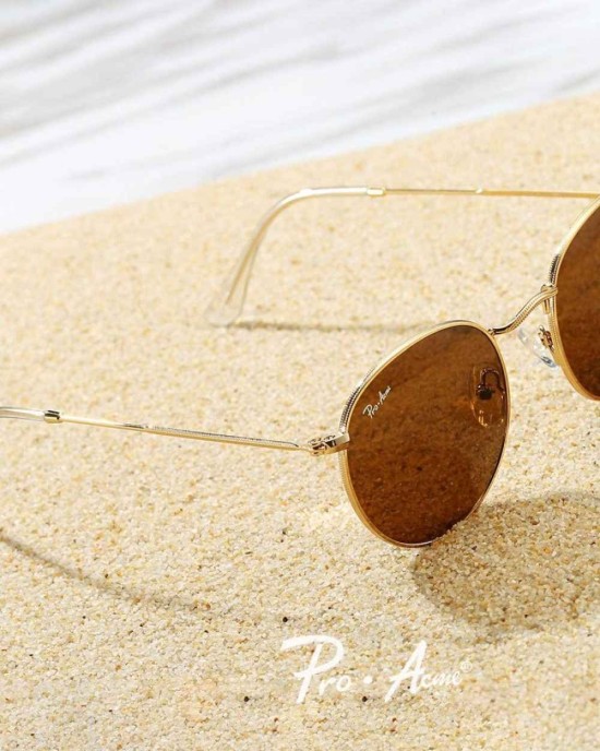 Pro Acme Small Round Sunglasses for Women Men Classic Crystal Glass Lens Retro Circle Metal SunGlasses,50mm