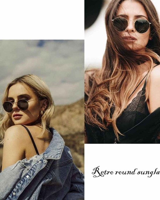 Pro Acme Small Round Sunglasses for Women Men Classic Crystal Glass Lens Retro Circle Metal SunGlasses,50mm
