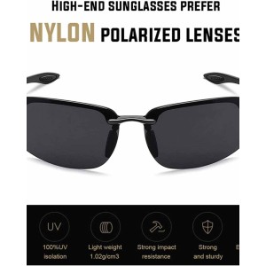 JULI Sports Sunglasses for Men Women Tr90 Rimless Frame for Running Fishing Baseball Driving MJ8001