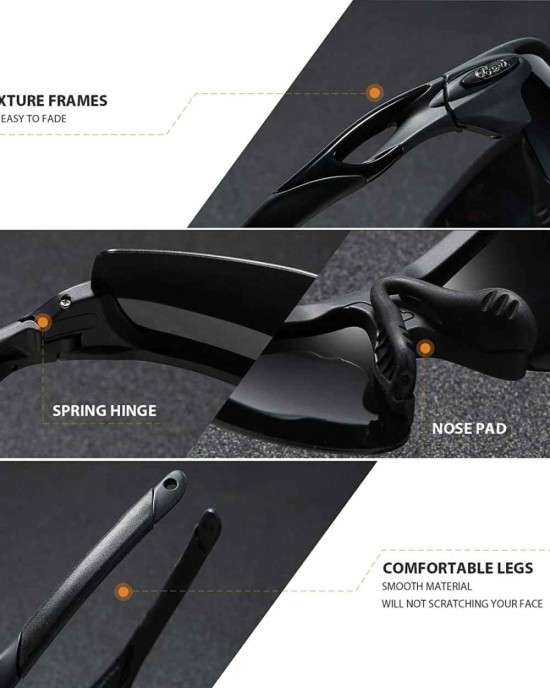 Bevi Polarized Sports Sunglasses for Men Women Baseball Running Cycling Golf Tr90 Durable and Ultralight Frame