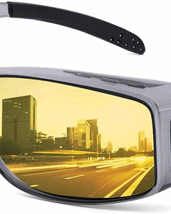 Night Driving Glasses Fit Over Prescription Glasses Anti Glare Polarized, Wrap Around Night Vision Glasses for Men Women