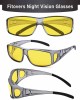 Night Driving Glasses Fit Over Prescription Glasses Anti Glare Polarized, Wrap Around Night Vision Glasses for Men Women