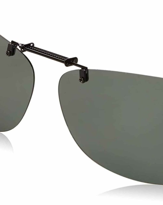 Dioptics Haven K REC Clip On Sunglasses Polarized Rectangular, Grey, 56 mm