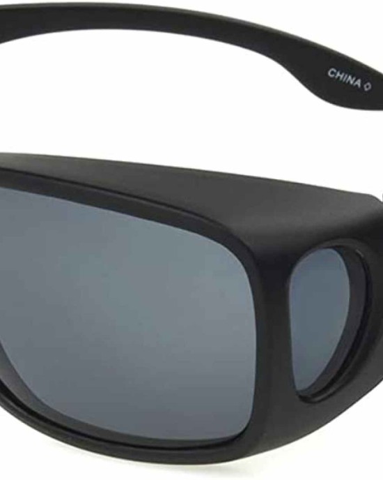 Dioptics unisex adult Solar Shield Stone Sunglasses Fits Over Sunglasses, Black, 57 mm US