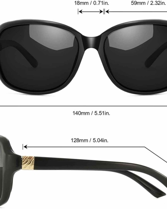 SIPHEW Polarized Sunglasses Womens, Classic Square Sun Glasses for women with UV Protection Wrap Shades