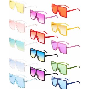 14 Pairs Square Oversized Sunglasses Flat Top Big Shades Oversize