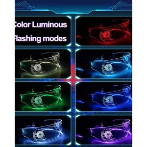 SAFEBAO LED Light Up Glasses for adult with 7 Colors and 4 Modes Rechargeable Futuristic style Glasses