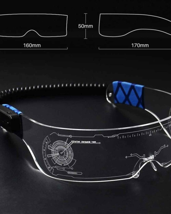 SAFEBAO LED Light Up Glasses for adult with 7 Colors and 4 Modes Rechargeable Futuristic style Glasses