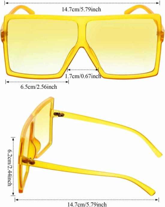 9 Pieces Oversized Square Sunglasses Flat Top Shades Retro Oversize Sunglasses for Women, Assorted Colors