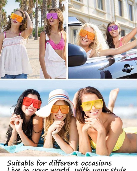 12 Pieces Oversized Square Sunglasses Flat Top Shades Retro Oversize