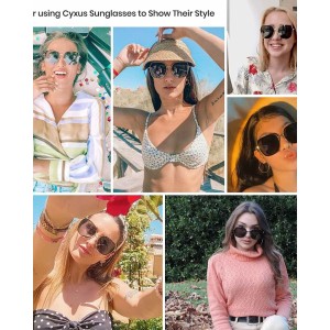 Cyxus Polarized Cateye Sunglasses for Women Men Retro Round Large Vintage UV Protection Oversized Shades