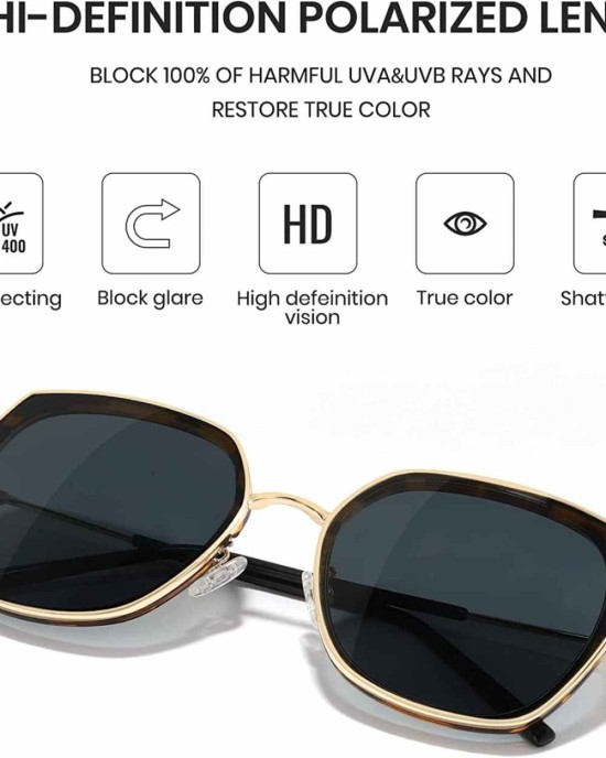 Cyxus Polarized Cateye Sunglasses for Women Men Retro Round Large Vintage UV Protection Oversized Shades