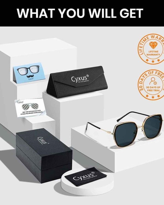 Cyxus Polarized Cateye Sunglasses for Women Men Retro Round Large Vintage UV Protection Oversized Shades