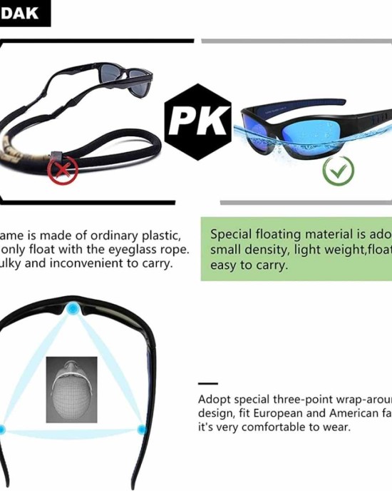 MALIDAK Polarized Floating Sunglasses for Men Women with Case 2 Pairs Lens