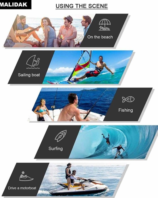 MALIDAK Polarized Floating Sunglasses for Men Women with Case 2 Pairs Lens