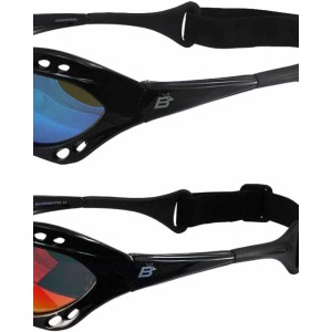 2 Pairs of Birdz Seahawk Polarized Padded Sunglasses Black Frames Blue + Red Reflectech Lenses