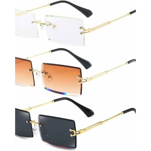 Dollger Rimless Rectangle Sunglasses for Women Fashion Frameless Square Glasses for Men Ultralight UV400 Eyewear Unisex