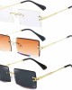 Dollger Rimless Rectangle Sunglasses for Women Fashion Frameless Square Glasses for Men Ultralight UV400 Eyewear Unisex