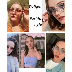 Dollger Rimless Rectangle Sunglasses for Women Fashion Frameless Square Glasses for Men Ultralight UV400 Eyewear Unisex
