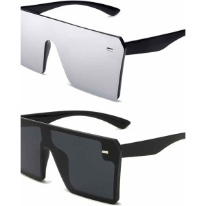 VANLINKER Big Flat Top Oversized Shield Sunglasses for Women Men Square Rimless Fashion Shades VL9517