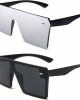 VANLINKER Big Flat Top Oversized Shield Sunglasses for Women Men Square Rimless Fashion Shades VL9517
