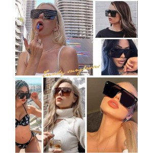 VANLINKER Big Flat Top Oversized Shield Sunglasses for Women Men Square Rimless Fashion Shades VL9517