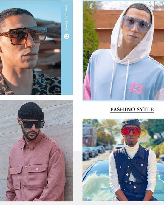 VANLINKER Big Flat Top Oversized Shield Sunglasses for Women Men Square Rimless Fashion Shades VL9517