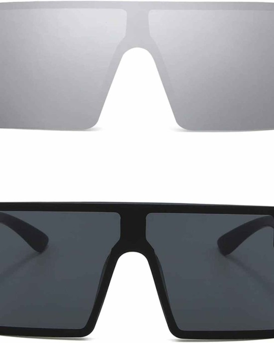 VANLINKER Big Flat Top Oversized Shield Sunglasses for Women Men Square Rimless Fashion Shades VL9517
