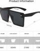 VANLINKER Big Flat Top Oversized Shield Sunglasses for Women Men Square Rimless Fashion Shades VL9517