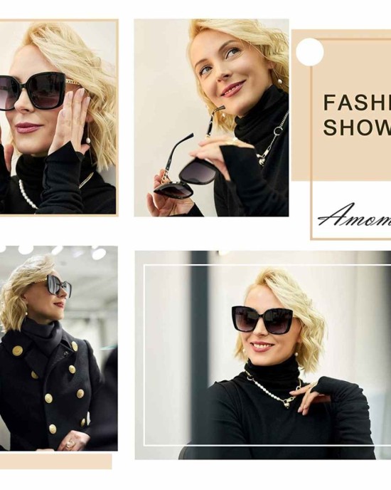 AMOMOMA Retro Vintage Oversized Cat Eye Sunglasses for Women Fashion Outdoor Shades Plastic Frame UV Protection AM2035