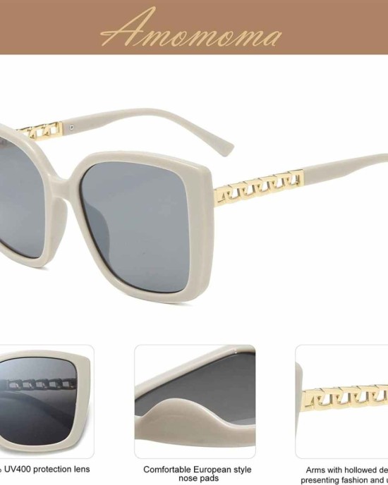 AMOMOMA Retro Vintage Oversized Cat Eye Sunglasses for Women Fashion Outdoor Shades Plastic Frame UV Protection AM2035